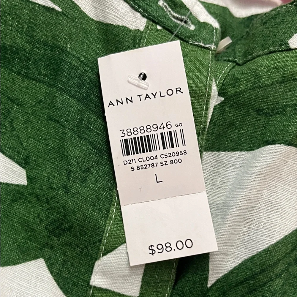 Ann Taylor Green Leaf Pattern Shirt - Picture 11 of 11